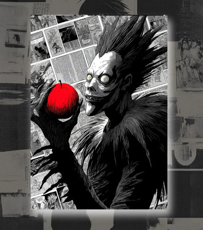 Death Note Ryuk Apple Poster | Moody Anime Wall Art - A4 / Unframed - Death Note
