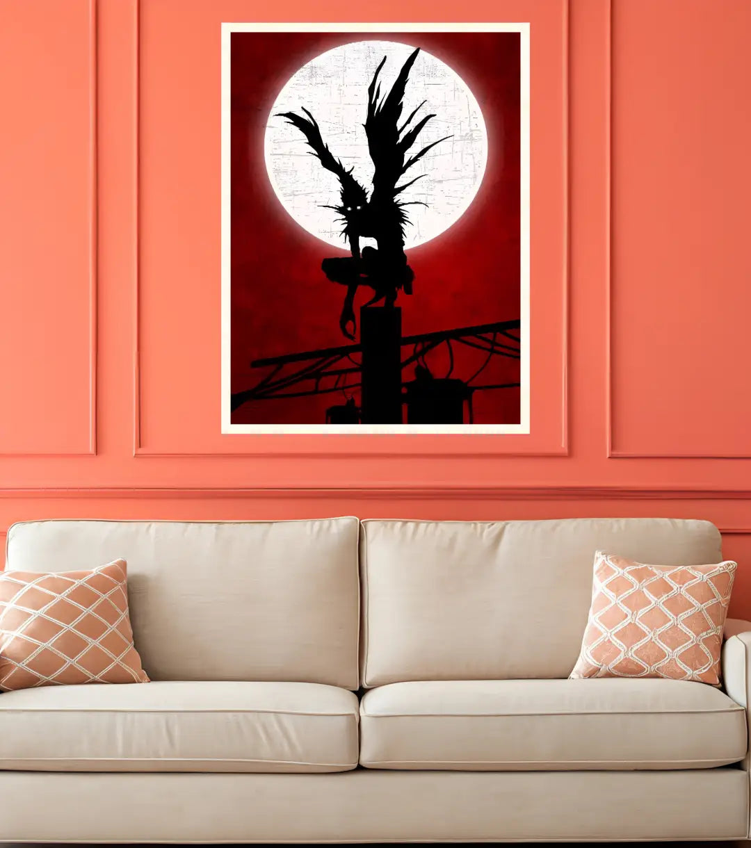 Death Note Ryuk Silhouette Poster | Full Moon Anime Wall Art - Death Note