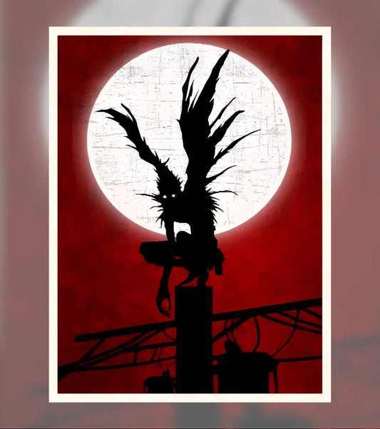 Death Note Ryuk Silhouette Poster | Full Moon Anime Wall Art - A4 / Unframed - Death Note