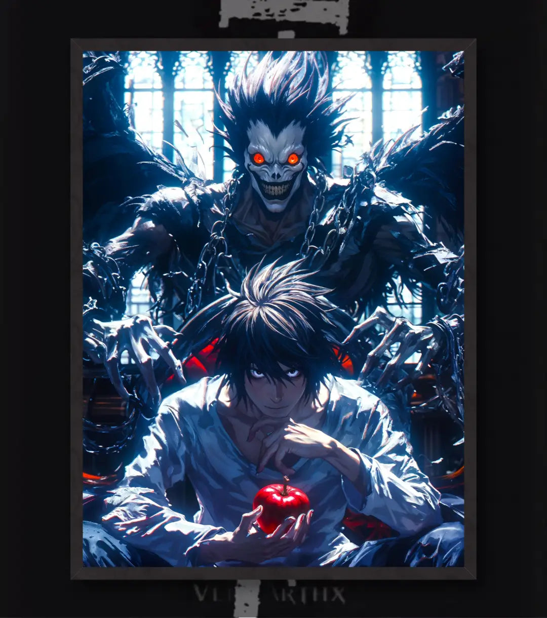 Death Note Shinigami Shadow Poster | Dark Anime Wall Art - A4 / Black Frame - Death Note
