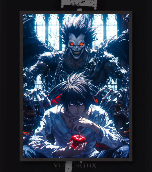 Death Note Shinigami Shadow Poster | Dark Anime Wall Art - A4 / Black Frame - Death Note