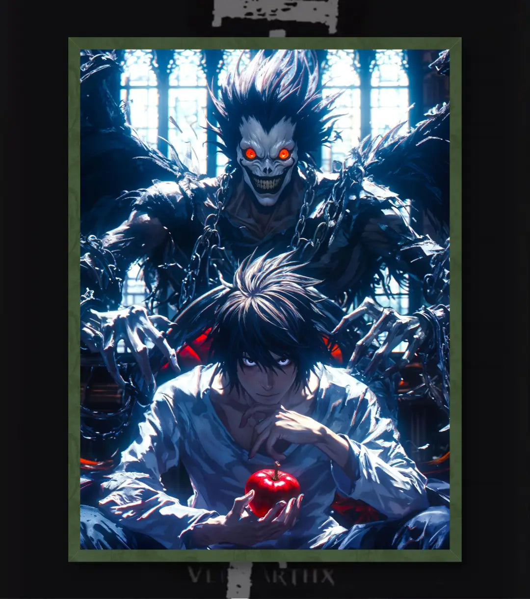 Death Note Shinigami Shadow Poster | Dark Anime Wall Art - A4 / Bottle Green - Death Note