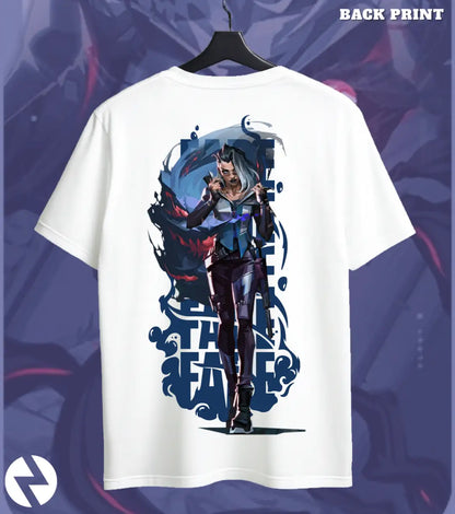 Fade - Nightmare Huntress Valorant T Shirt | Fear the Hunt Tee - Back (Dual Print) / White / S - Valorant