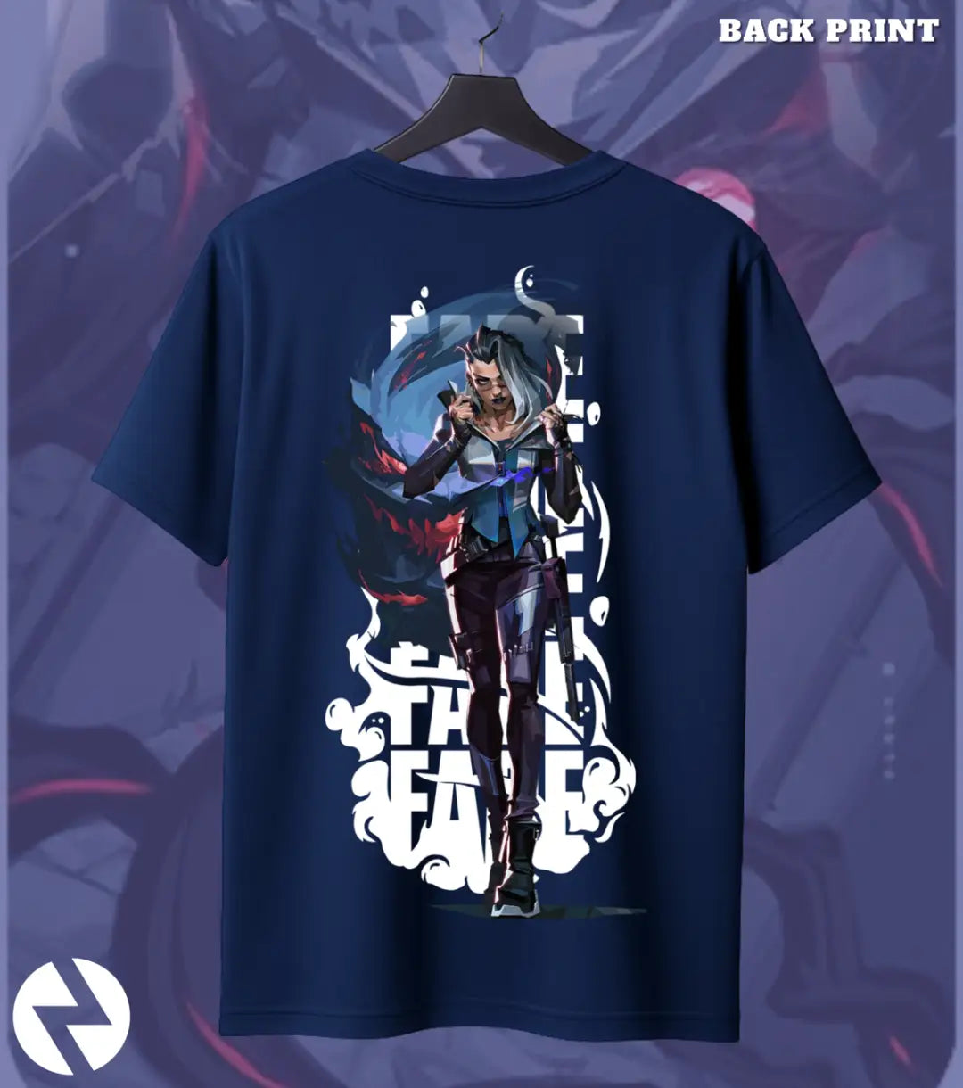 Fade - Nightmare Huntress Valorant T Shirt | Fear the Hunt Tee - Back (Dual Print) / Navy / S - Valorant