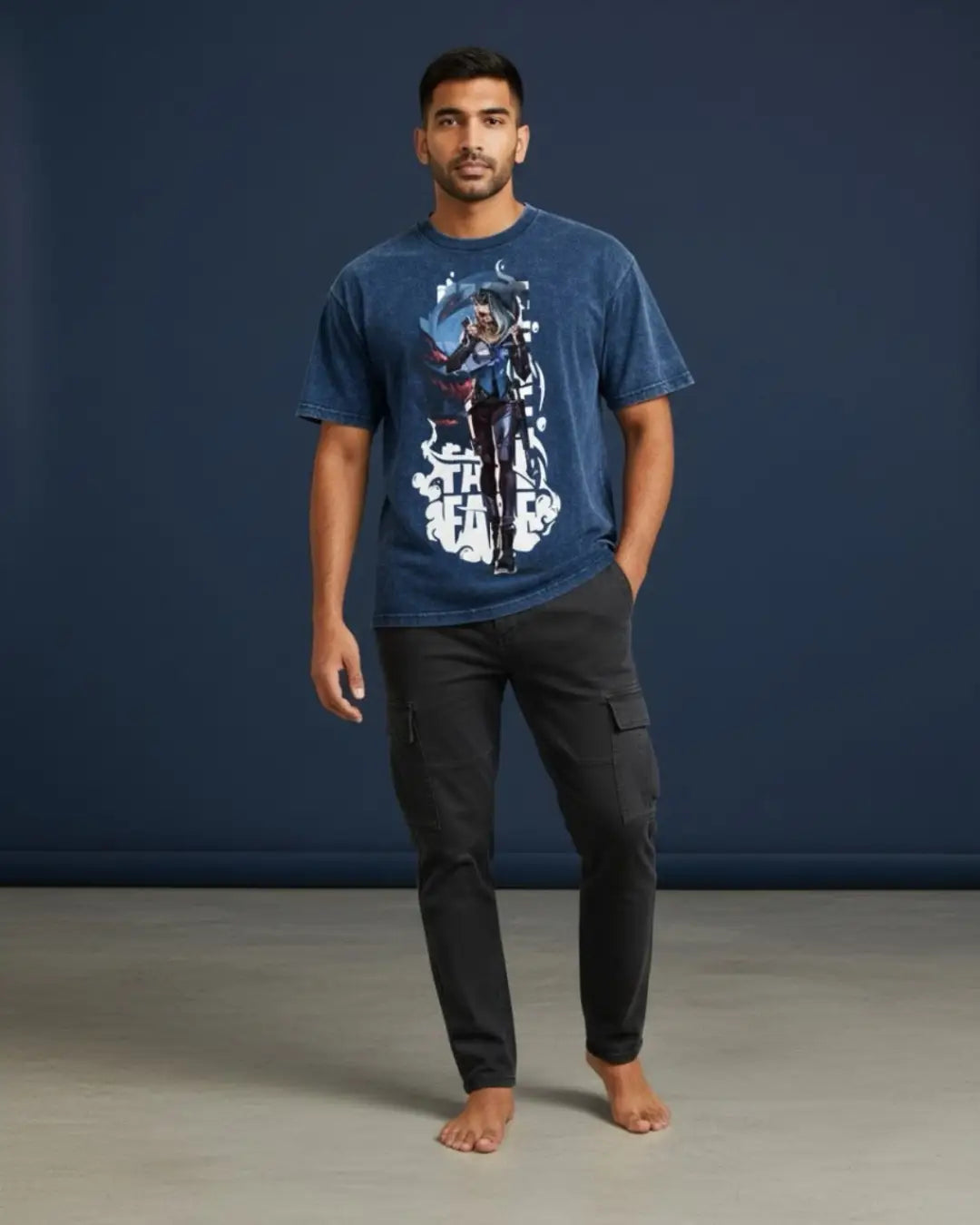 Fade – Nightmare’s Embrace Valorant Acid Wash Tee | Bold Gamer Streetwear - Navy / XS - Valorant
