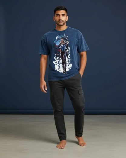 Fade – Nightmare’s Embrace Valorant Acid Wash Tee | Bold Gamer Streetwear - Navy / XS - Valorant