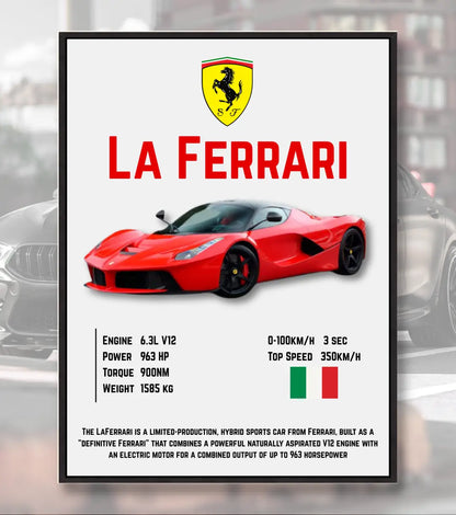 Ferrari LaFerrari Poster - A4 / Black Frame - Automotive