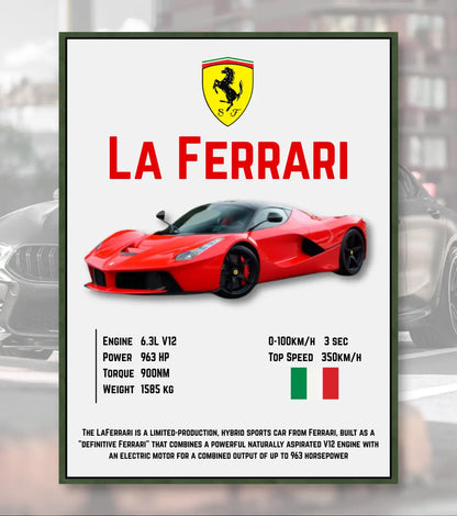 Ferrari LaFerrari Poster - A4 / Bottle Green - Automotive