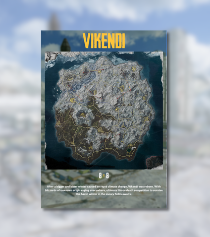 BGMI Map Wall Art Set – 300 GSM High Matte Finish