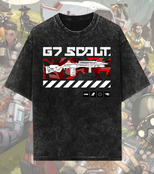 G7 Scout Precision Marksman Tee – Apex Legends Inspired Gaming Acid-Wash T-Shirt - Black / S - Apex legends