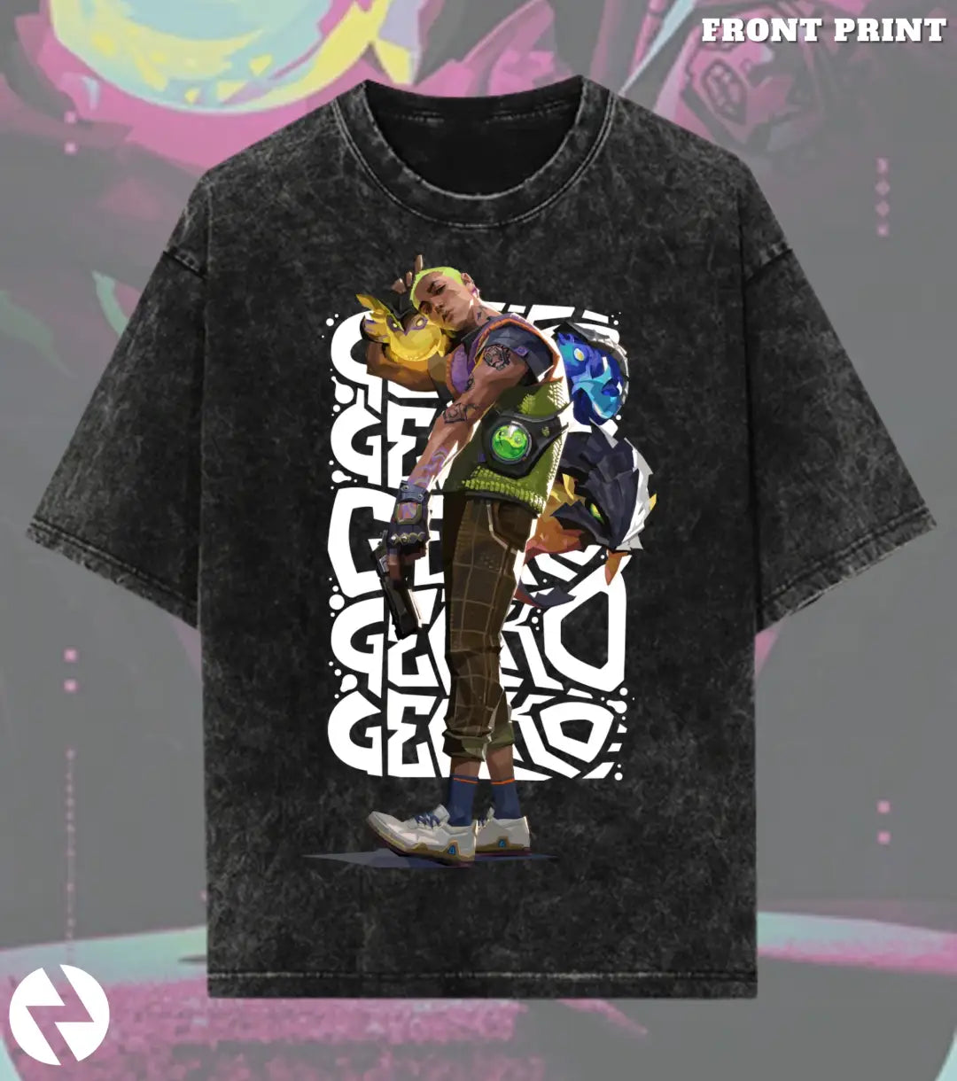 Gekko – Creature Crew Valorant Acid Wash Tee | Bold Gamer Streetwear - Valorant