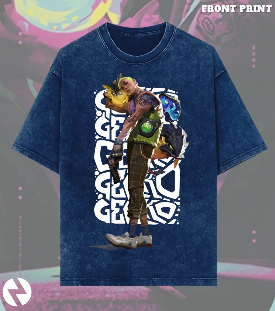 Gekko – Creature Crew Valorant Acid Wash Tee | Bold Gamer Streetwear - Valorant