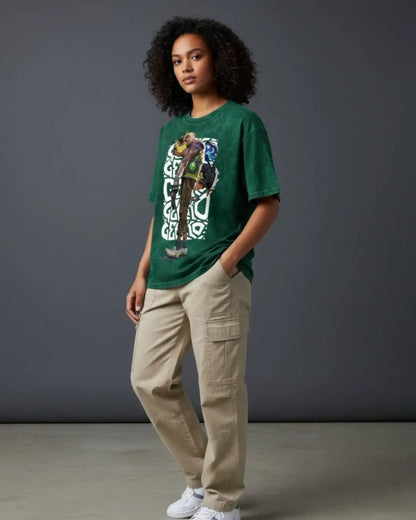 Gekko – Creature Crew Valorant Acid Wash Tee | Bold Gamer Streetwear - Bottle Green / XS - Valorant