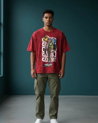 Gekko – Creature Crew Valorant Acid Wash Tee | Bold Gamer Streetwear - Maroon / XS - Valorant