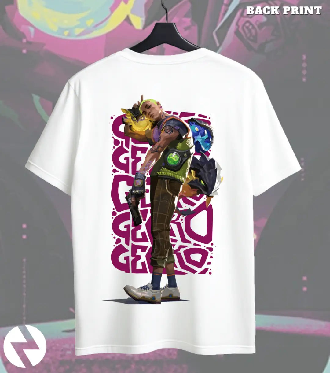 Gekko - Street Creature Valorant T Shirt | Wild Style Tee - Back (Dual Print) / White / S - Valorant
