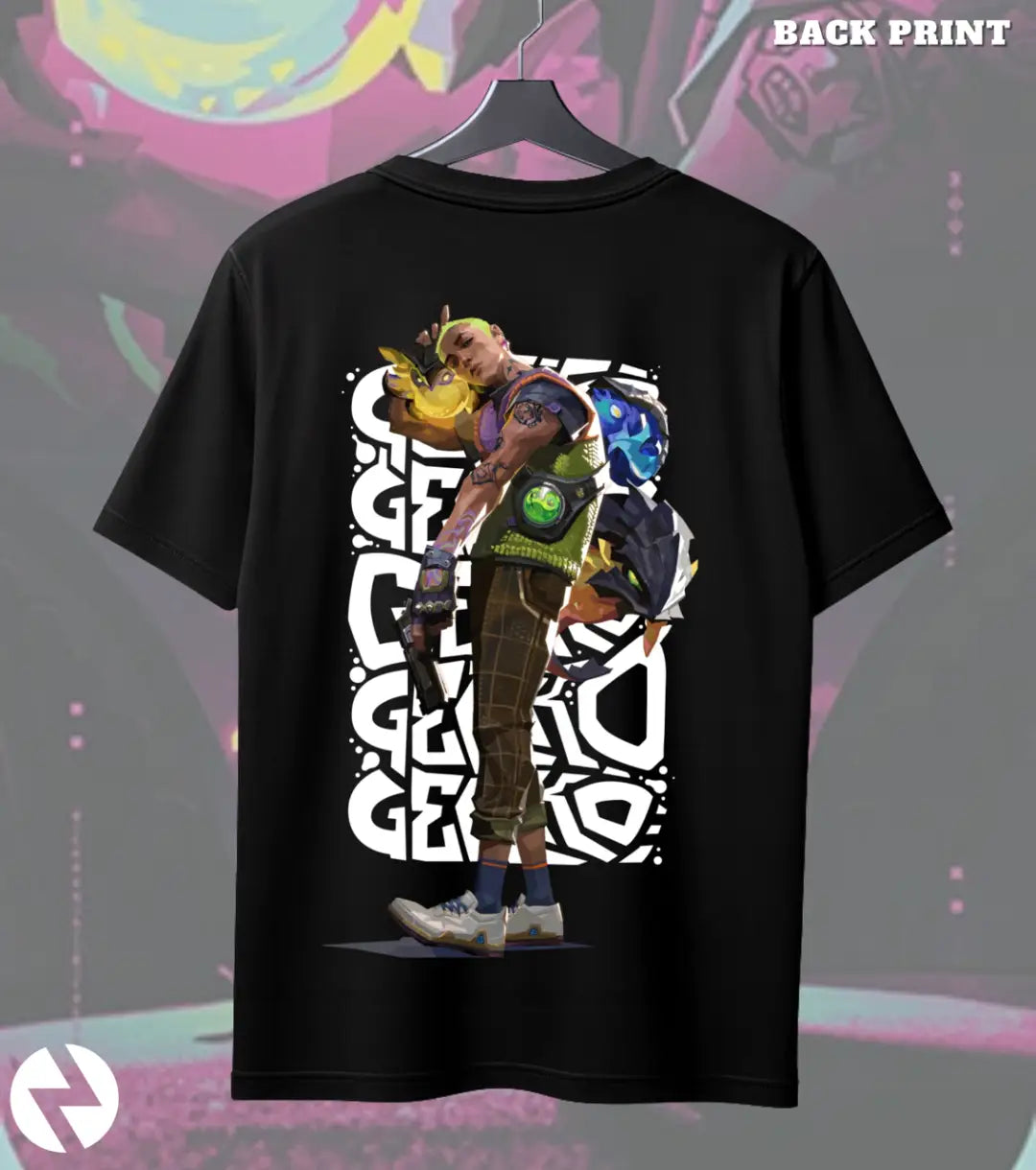 Gekko - Street Creature Valorant T Shirt | Wild Style Tee - Back (Dual Print) / Black / S - Valorant