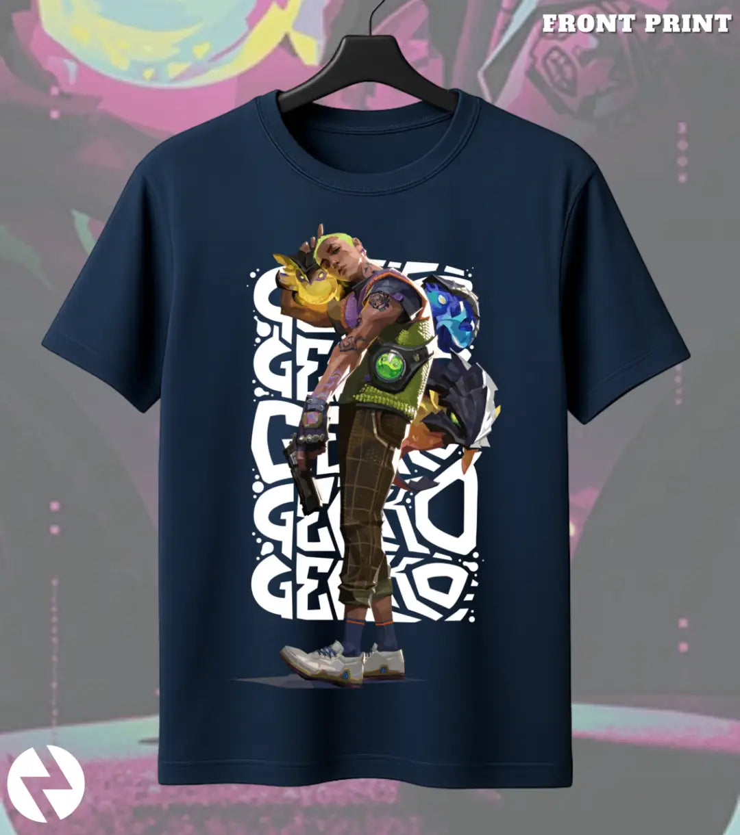 Gekko - Street Creature Valorant T Shirt | Wild Style Tee - Front Only / Navy / S - Valorant
