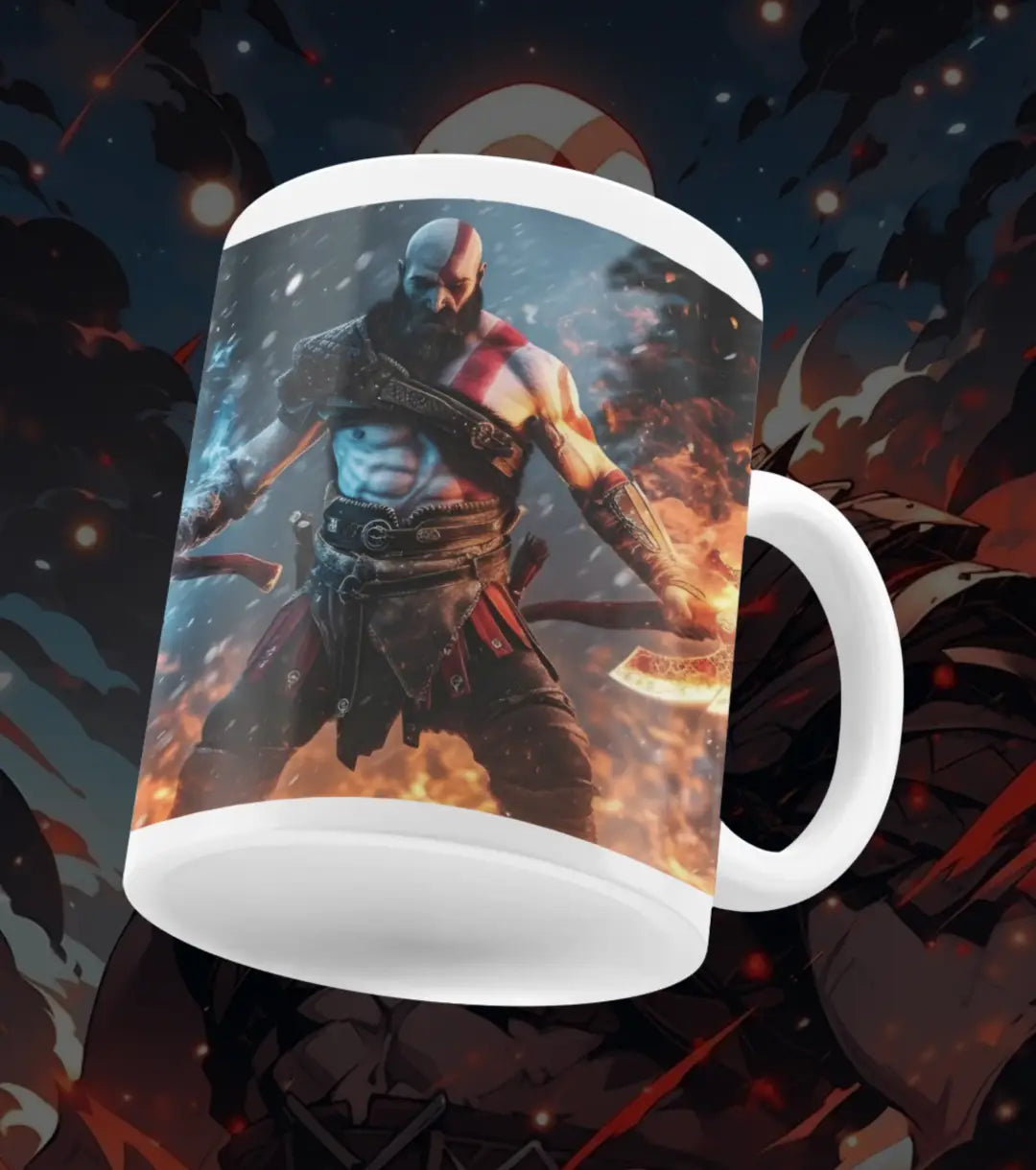 God of War Kratos Black Mug – Rage Mode Gaming Coffee Mug | Premium Ceramic Gamer Cup | Aesthetic Gift for Gamers