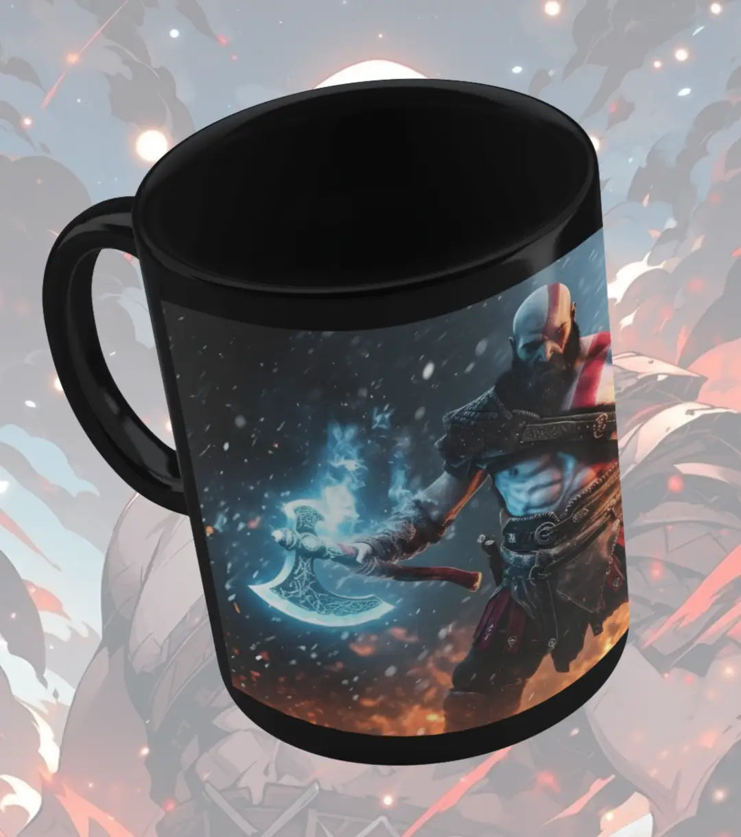 God of War Kratos Black Mug – Rage Mode Gaming Coffee Mug | Premium Ceramic Gamer Cup | Aesthetic Gift for Gamers - god