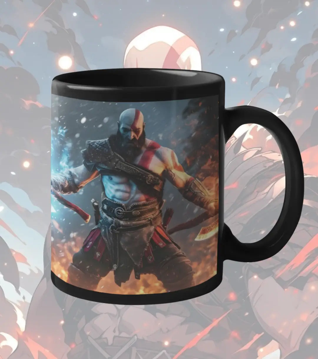 God of War Kratos Black Mug – Rage Mode Gaming Coffee Mug | Premium Ceramic Gamer Cup | Aesthetic Gift for Gamers - god
