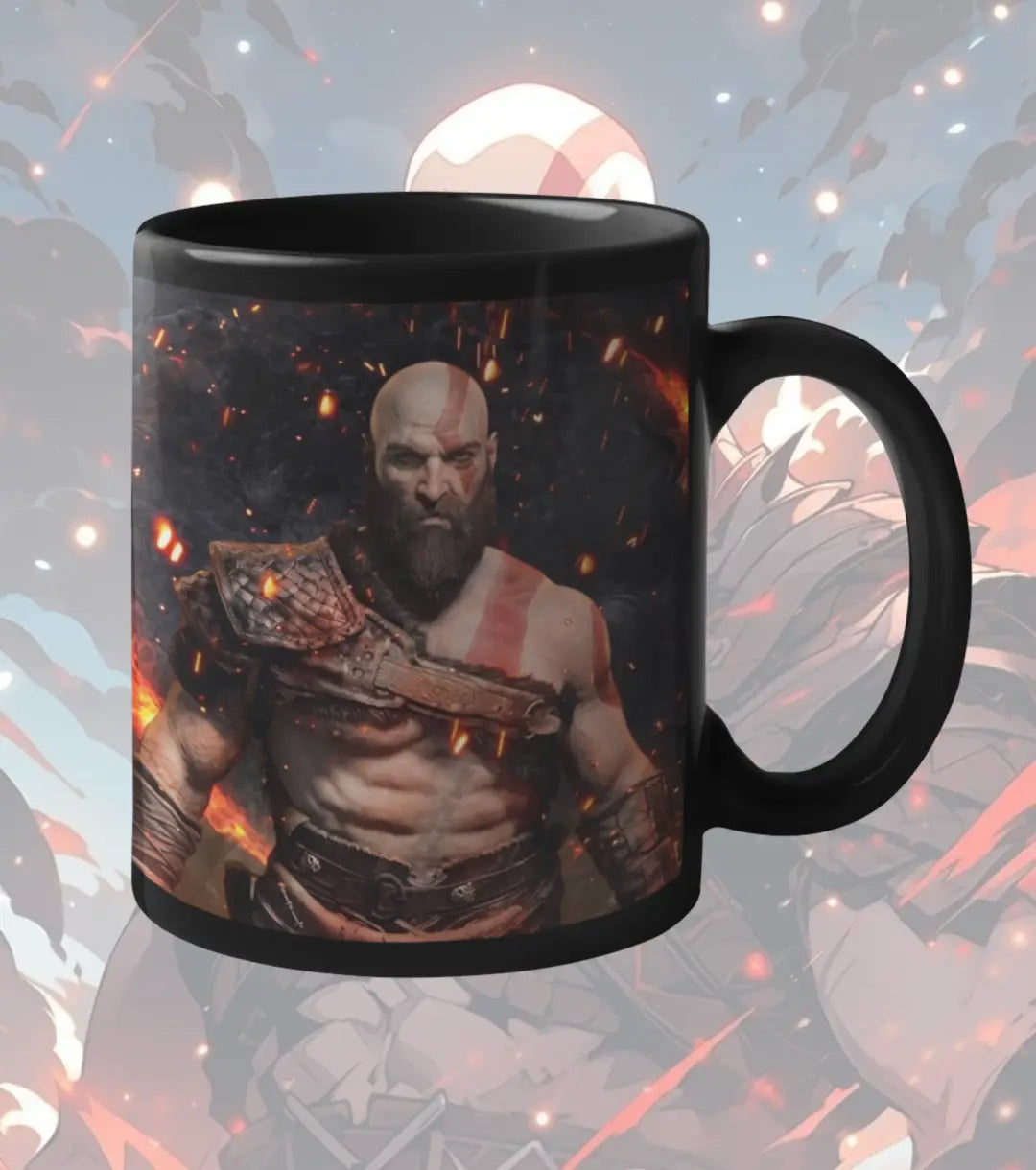 God of War Kratos Rage Mug – Black Gaming Coffee Mug | Spartan Warrior Design | Premium Ceramic Gamer Gift - god of war