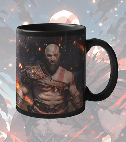 God of War Kratos Rage Mug – Black Gaming Coffee Mug | Spartan Warrior Design | Premium Ceramic Gamer Gift - god of war