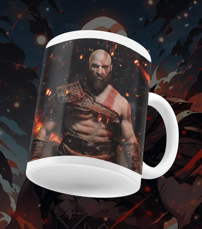 God of War Kratos Rage Mug – Black Gaming Coffee Mug | Spartan Warrior Design | Premium Ceramic Gamer Gift - White
