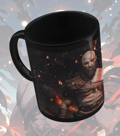 God of War Kratos Rage Mug – Black Gaming Coffee Mug | Spartan Warrior Design | Premium Ceramic Gamer Gift - god of war