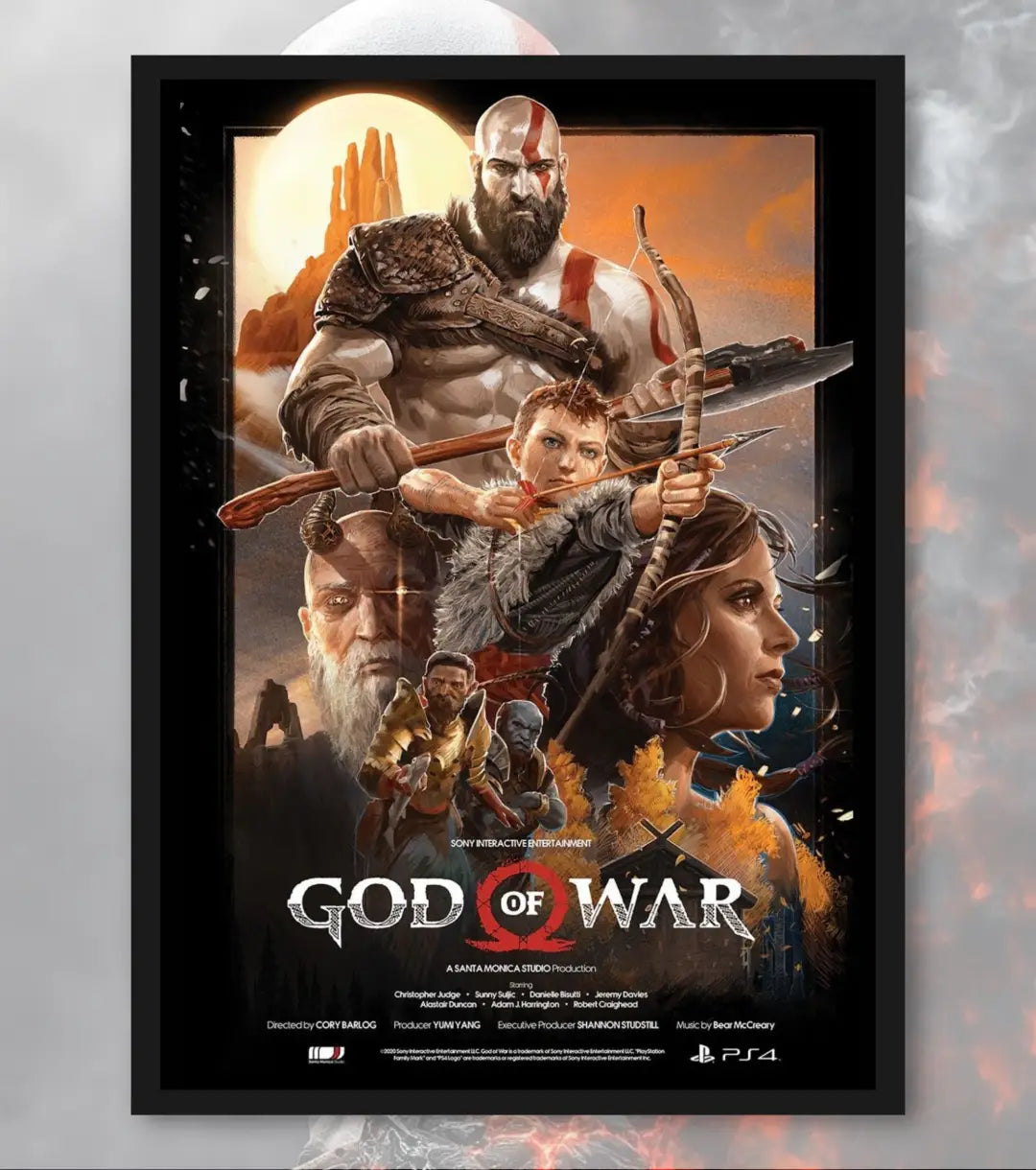 God of War Poster – Kratos & Atreus Cinematic Artwork | God of War (2018) | A3 / A4 - A4 / Black Frame - God of War