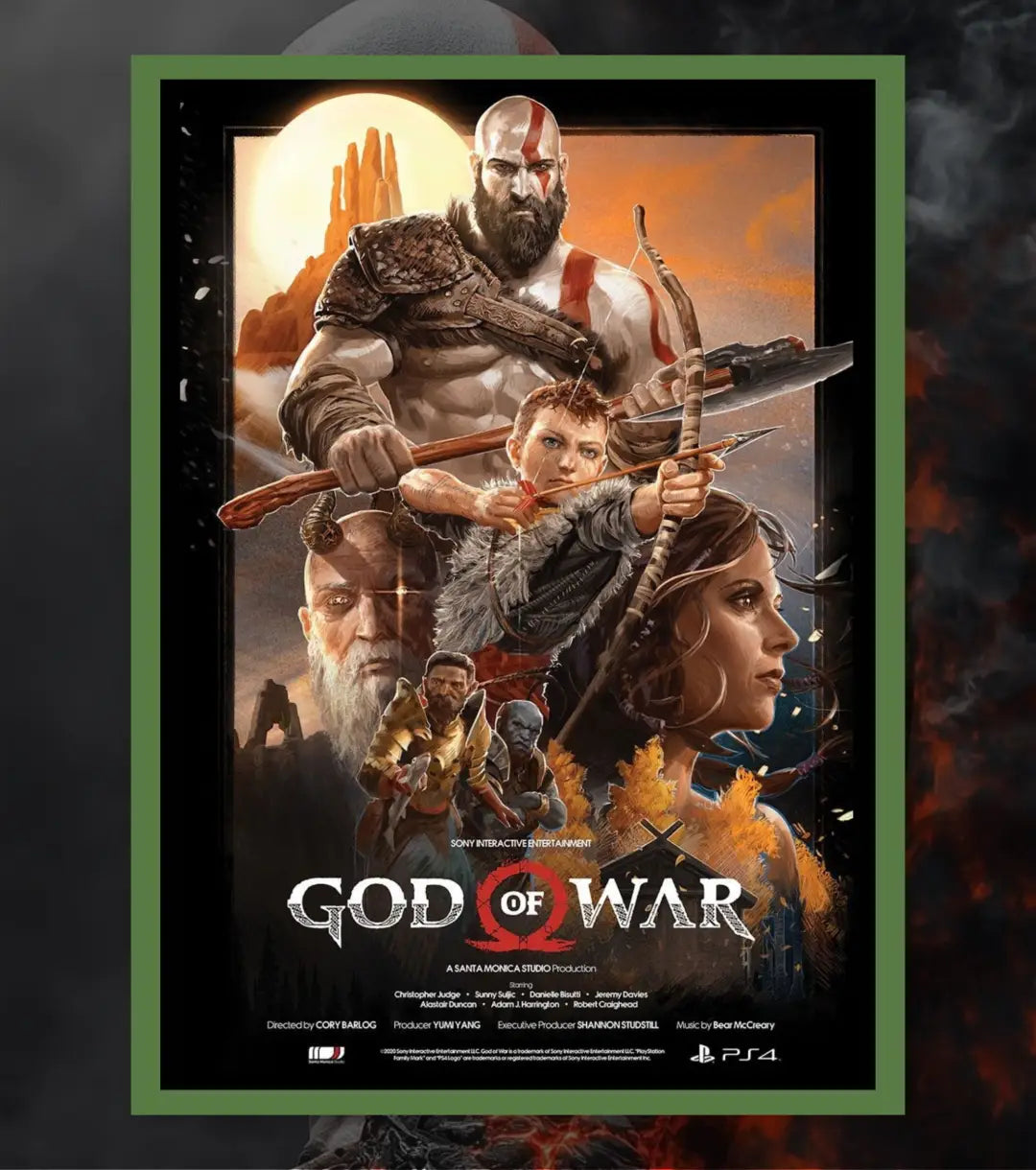 God of War Poster – Kratos & Atreus Cinematic Artwork | God of War (2018) | A3 / A4 - A4 / Bottle Green - God of War