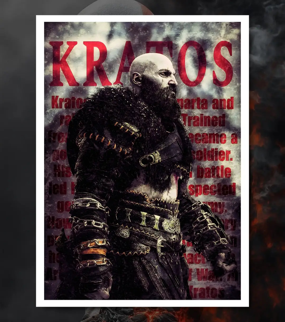 God of War Ragnarok Minimal Poster – Kratos Silhouette Art | A3 A4 Matte Poster Bowchika - A4 / White frame - God of War