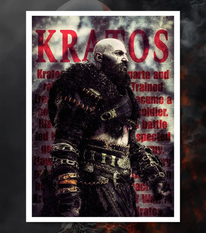 God of War Ragnarok Minimal Poster – Kratos Silhouette Art | A3 A4 Matte Poster Bowchika - A4 / White frame - God of War