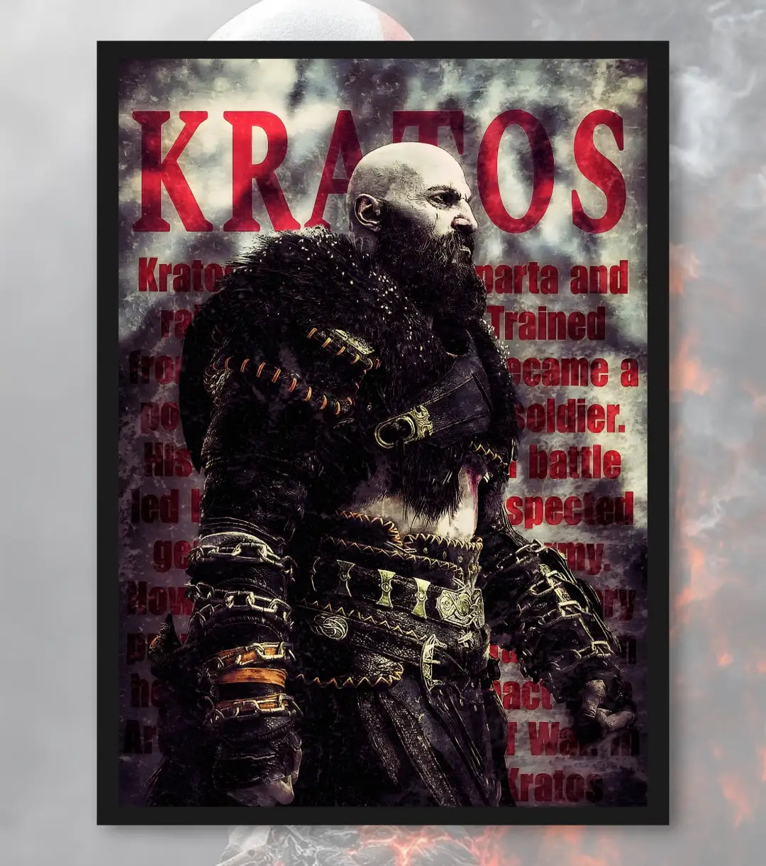God of War Ragnarok Minimal Poster – Kratos Silhouette Art | A3 A4 Matte Poster Bowchika - A4 / Black Frame - God of War