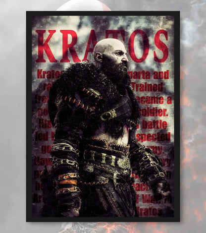 God of War Ragnarok Minimal Poster – Kratos Silhouette Art | A3 A4 Matte Poster Bowchika - A4 / Black Frame - God of War