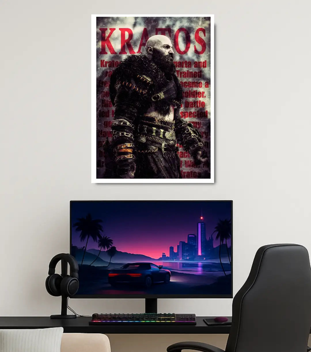 God of War Ragnarok Minimal Poster – Kratos Silhouette Art | A3 A4 Matte Poster Bowchika - God of War