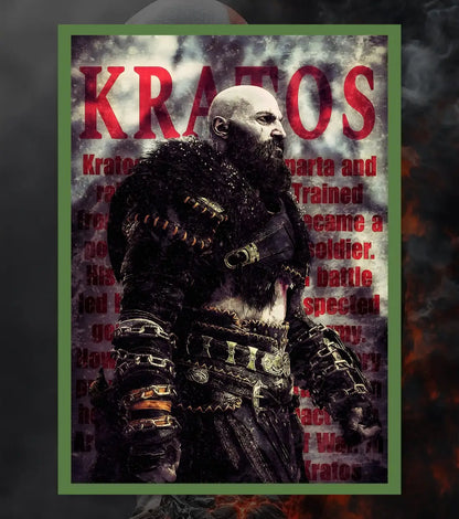 God of War Ragnarok Minimal Poster – Kratos Silhouette Art | A3 A4 Matte Poster Bowchika - A4 / Bottle Green - God