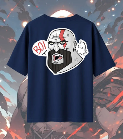 God of War T-Shirt – BOI Funny Kratos Dad Meme | 240 GSM Oversized Gamer Tee - Navy / XS / 180GSM - God of War