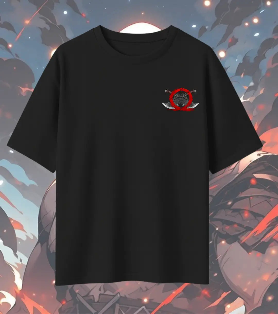 God of War T-Shirt – Spartan Warrior Graphic Design | 240 GSM Oversized Black Gamer Tee - God of War
