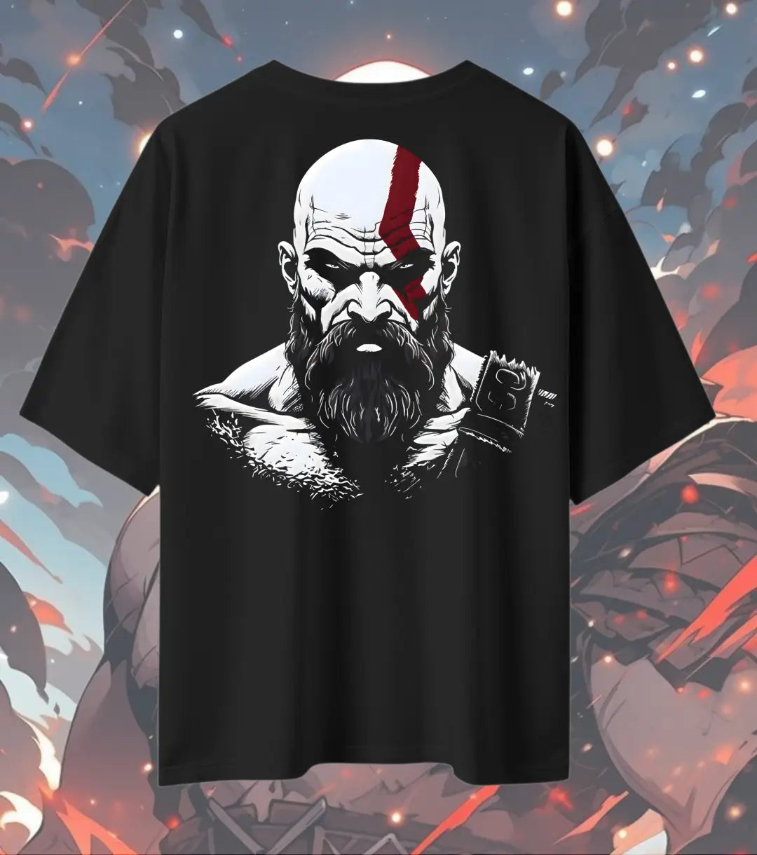 God of War T-Shirt – Spartan Warrior Graphic Design | 240 GSM Oversized Black Gamer Tee - Black / XS / 180GSM - God