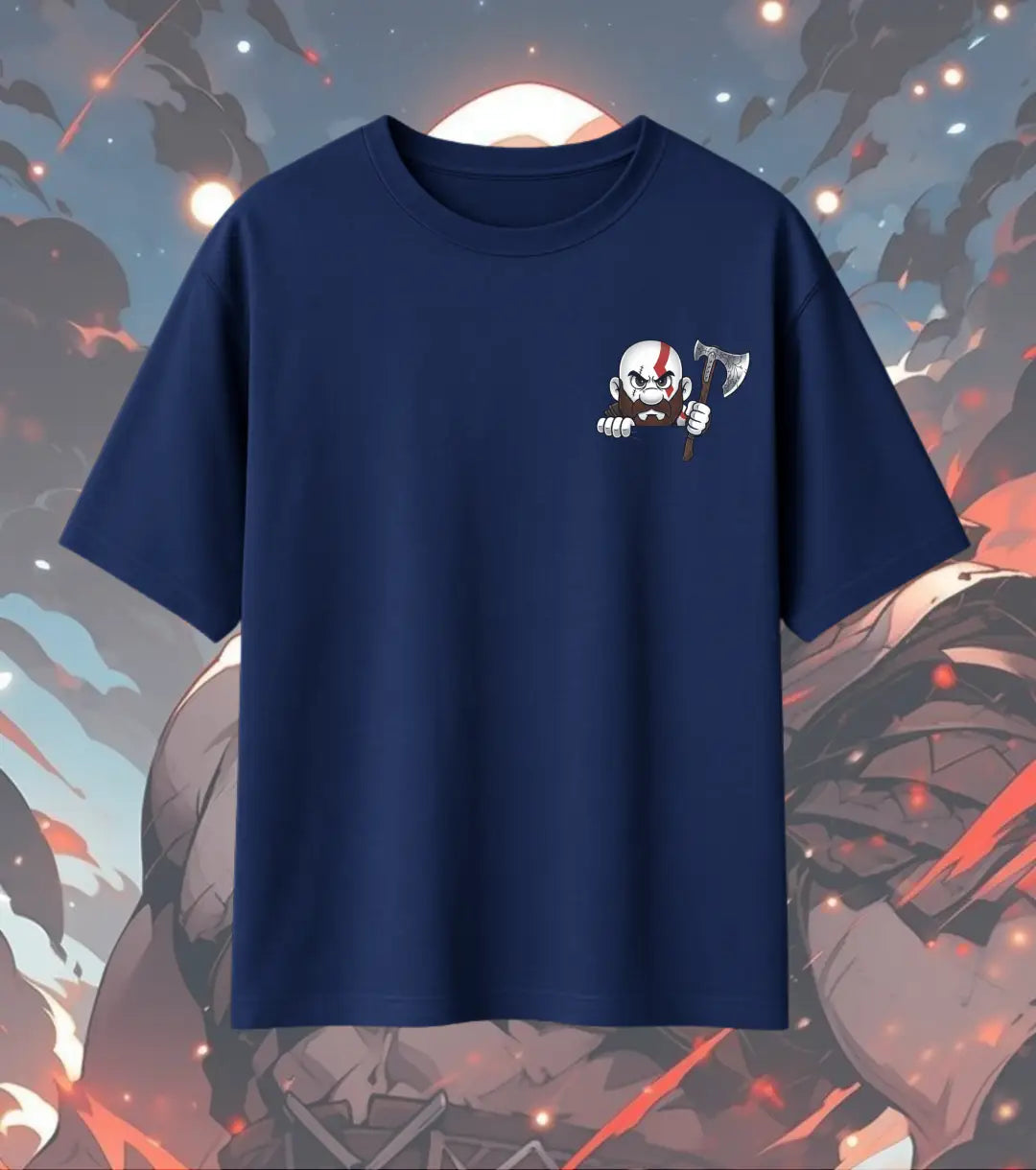 God of War T-Shirt – Super Badass Kratos Cartoon | 240 GSM Oversized Gamer Tee - God of War