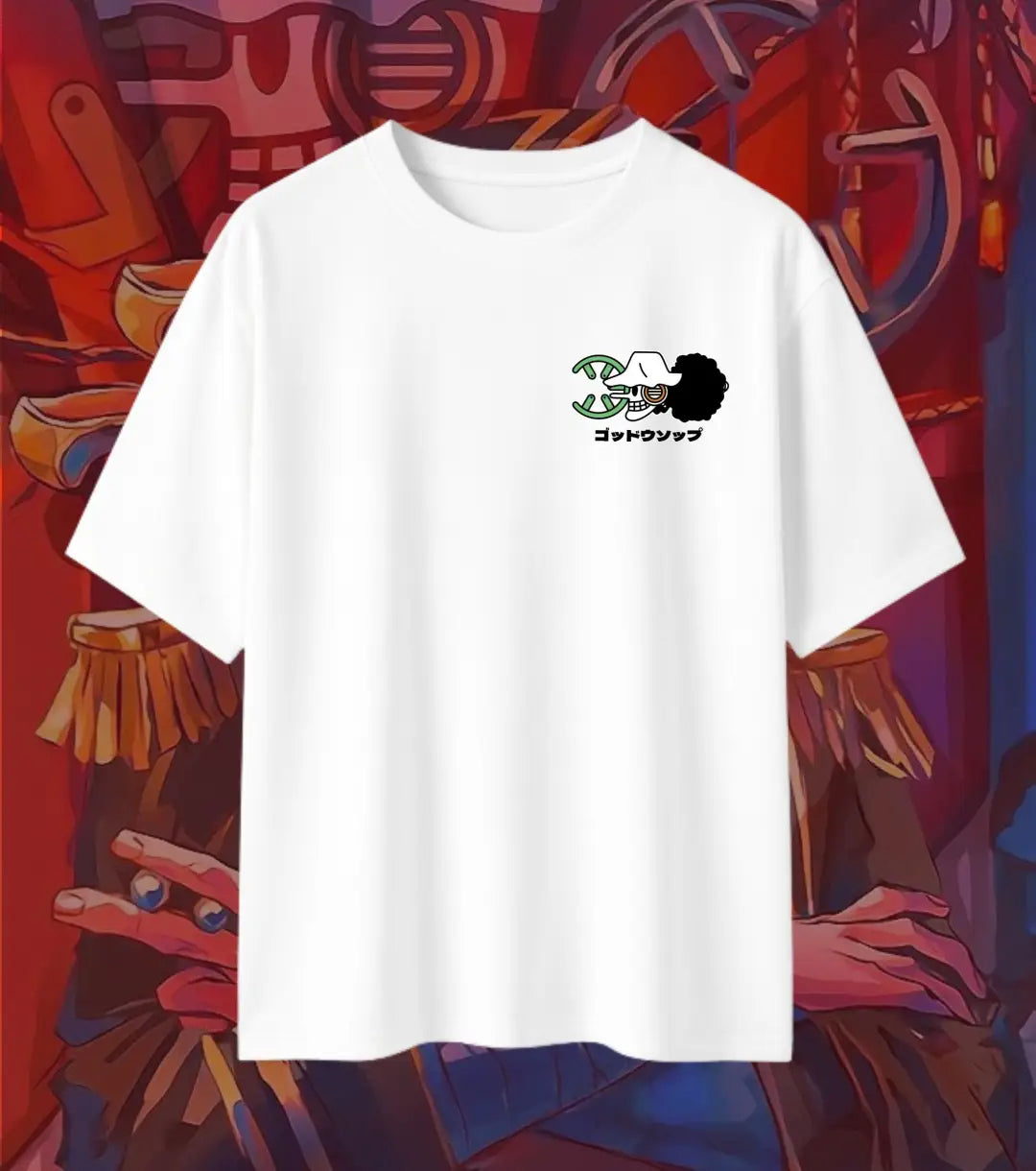 God Usopp Oversized T-Shirt – One Piece Sniper Anime Tee | Straw Hat Crew Streetwear White Tee - One Piece