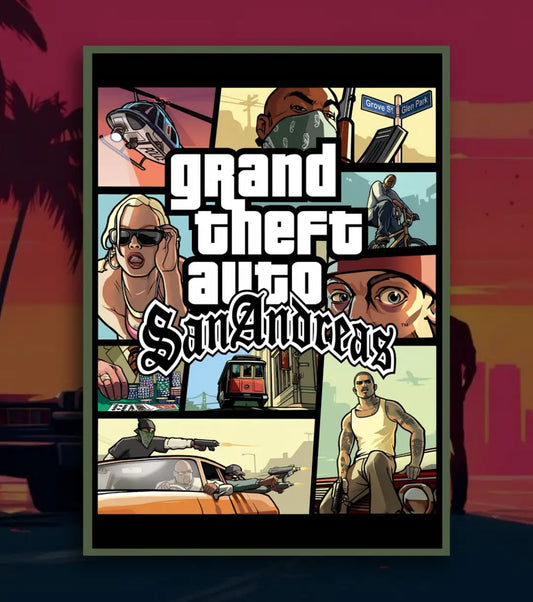 Grand Theft Auto Poster Collection (GTA 1 to GTA 6) – Retro to Next-Gen Wall Art | Bowchika - A4 / GTA San Andreas