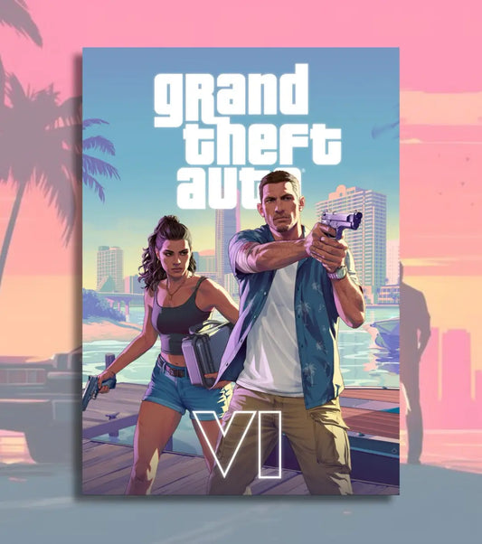 Grand Theft Auto Poster Collection (GTA 1 to GTA 6) – Retro to Next-Gen Wall Art | Bowchika - A4 / GTA VI v2 - GTA