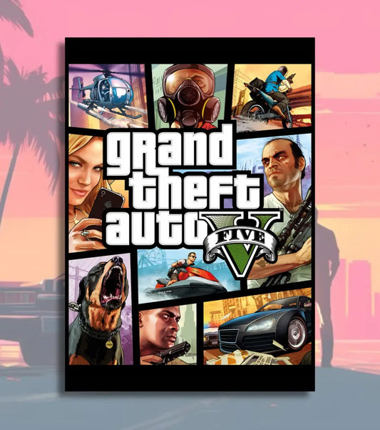 Grand Theft Auto Poster Collection (GTA 1 to GTA 6) – Retro to Next-Gen Wall Art | Bowchika - A4 / GTA V - GTA Poster