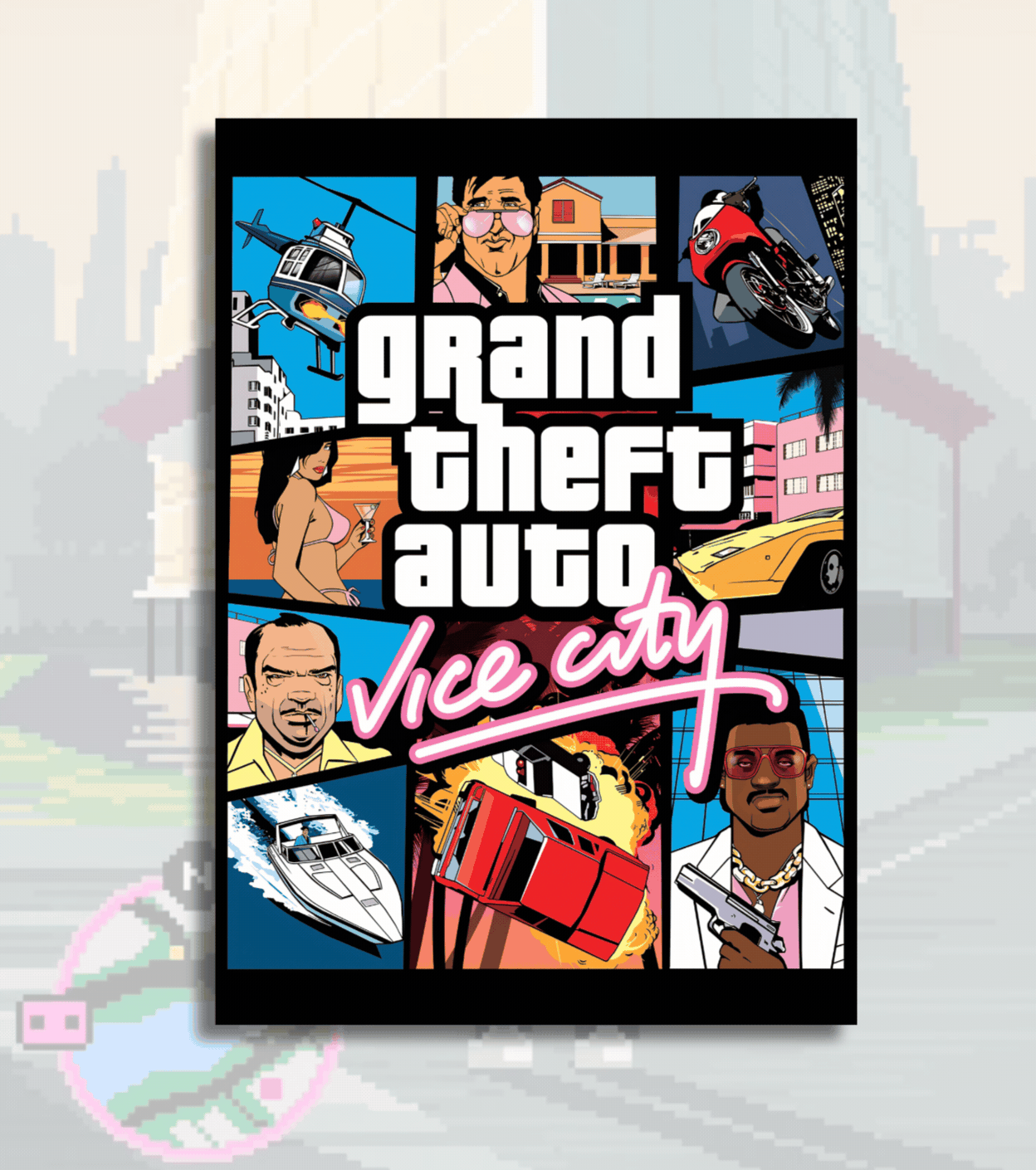 Grand Theft Auto Poster Collection (GTA 1 to GTA 6) – Retro to Next-Gen Wall Art | Bowchika - A4 / GTA Vice City - GTA