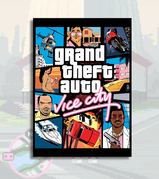 Grand Theft Auto Poster Collection (GTA 1 to GTA 6) – Retro to Next-Gen Wall Art | Bowchika - A4 / GTA Vice City - GTA