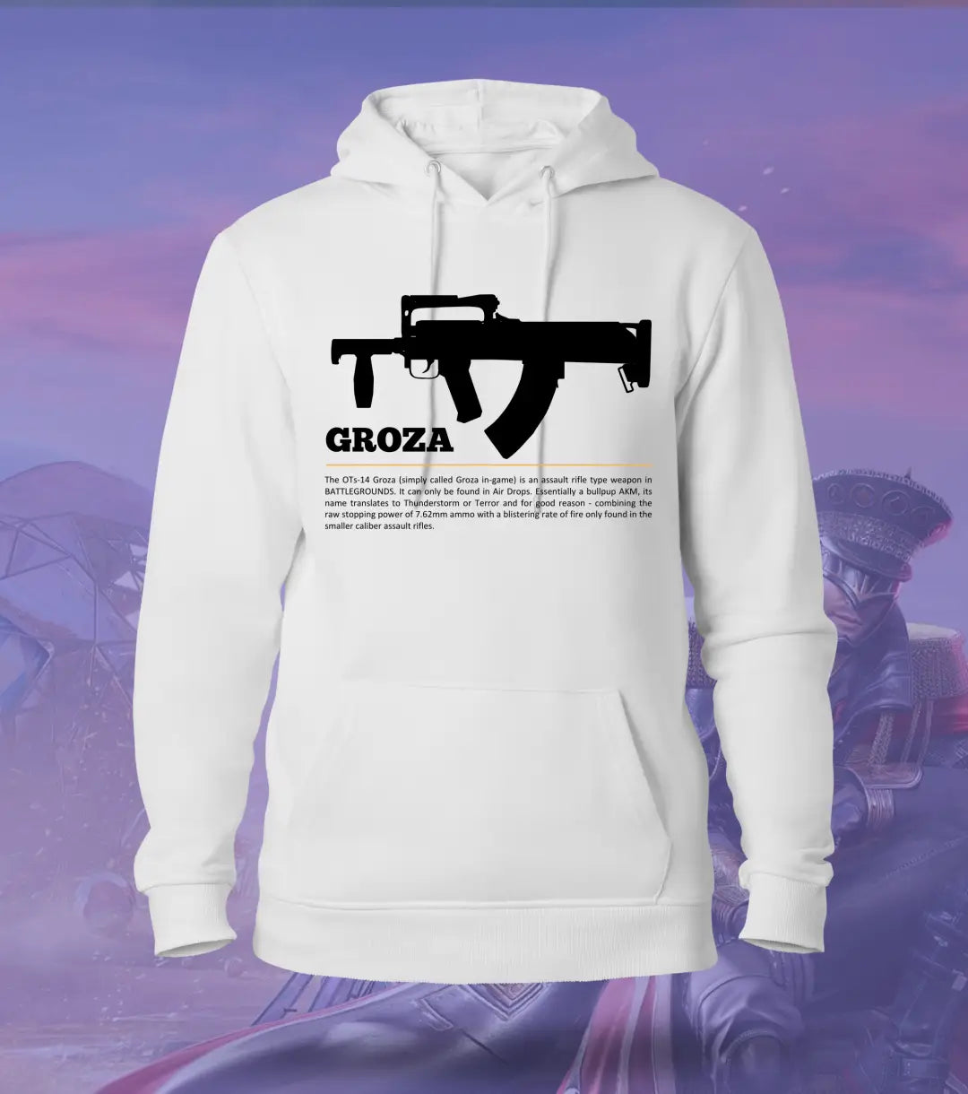 Groza Tactical Ops Hoodie – Winter Airdrop Gear BGMI | 300 GSM Brushed Fleece - White / XS / Regular - BGMI/PUBG