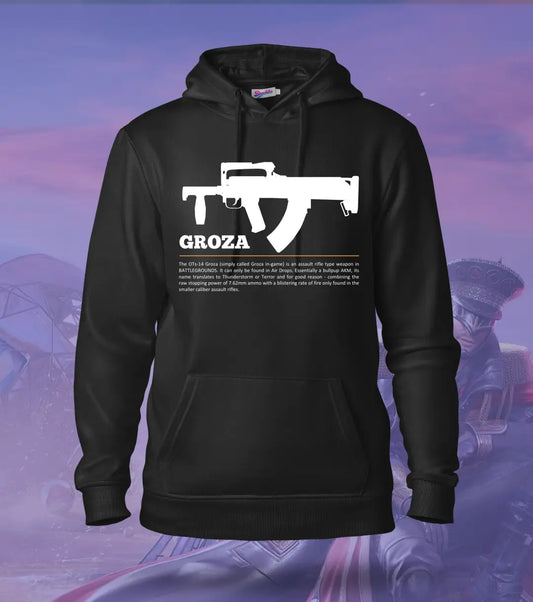 Groza Tactical Ops Hoodie – Winter Airdrop Gear BGMI | 300 GSM Brushed Fleece - Black / XS / Regular - BGMI/PUBG