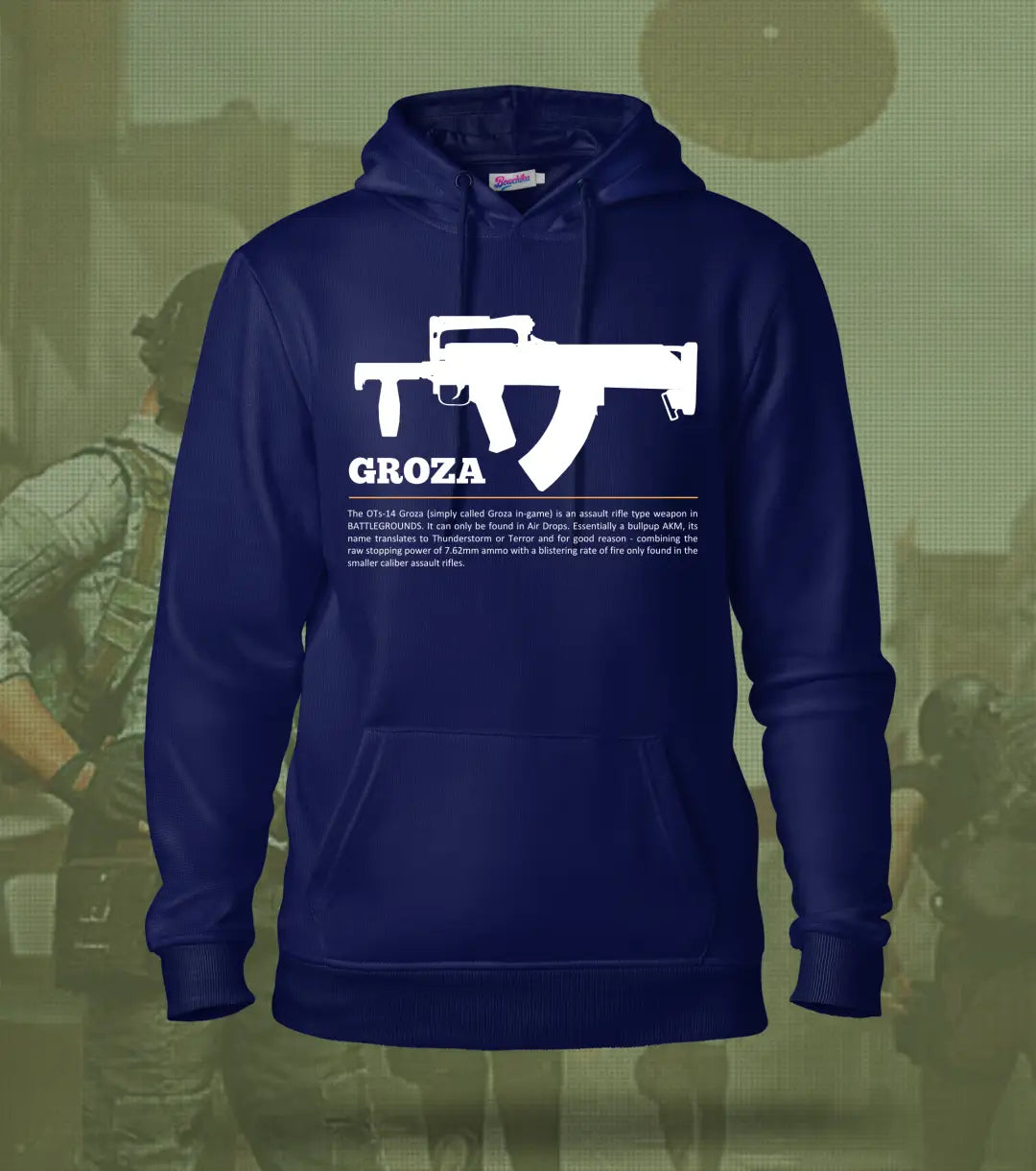 Groza Tactical Ops Hoodie – Winter Airdrop Gear BGMI | 300 GSM Brushed Fleece - Navy / XS / Regular - BGMI/PUBG