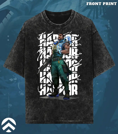 Harbor – Tidal Force Valorant Acid Wash Tee | Bold Gamer Streetwear - Valorant